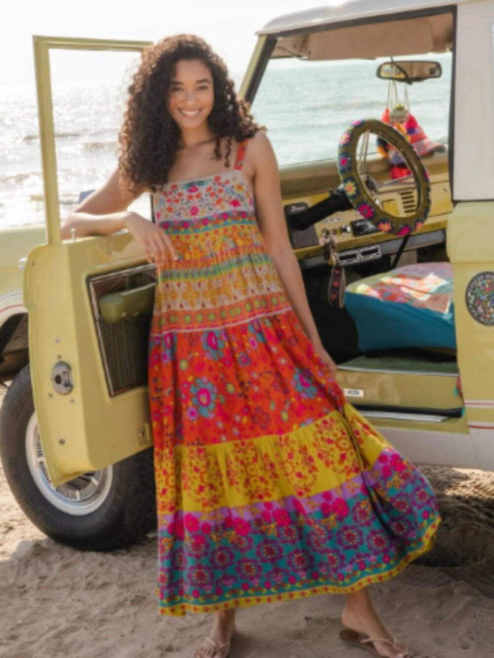 Natural Life - Patricia Maxi Dress | Red Mustard Border | Size S | NWT